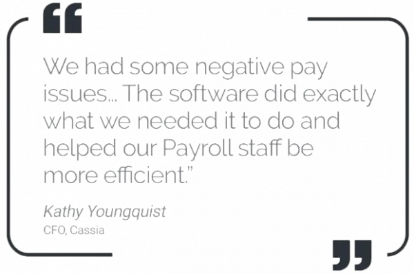 negative pay Negative Payroll transaction testimonial from Cassia