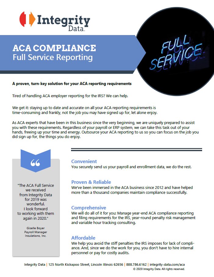 ACA Full Service Fact Sheet