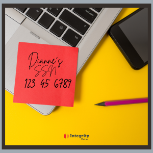 Sticky note with PII written on it