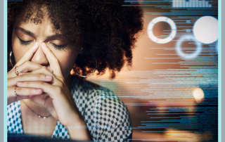 Tech Stack Overload - Overwhelmed woman at computer